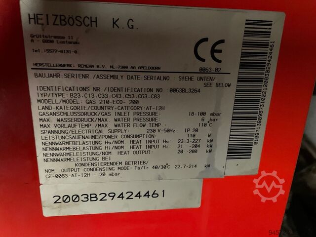 Gas-Brennwertkessel – 20–200 kW Remeha / Heizbösch Gas 210 ECO 200