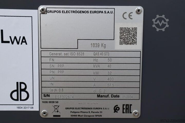 Generator set Atlas Copco QAS 40 ST3 Valid inspection,  Diesel, 40 kVA