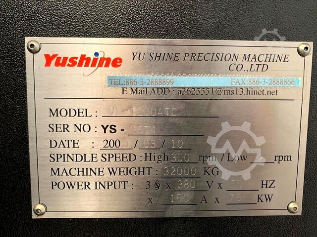 Vertical turret lathe YU SHINE VL 1200 ATC