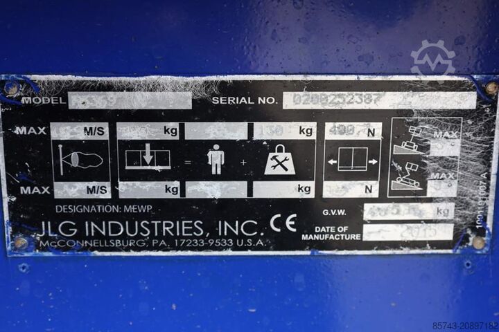 Scissor lift JLG M3369 Hybrid, 12m Working Height, 450kg Capacity,
