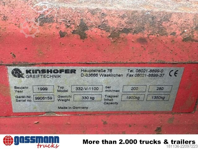 Truck mounted crane Kinshofer 332-V-1100 Palettenzange