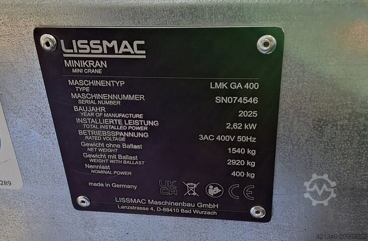 Mini crane Lissmac LMK 400 GA 400 V