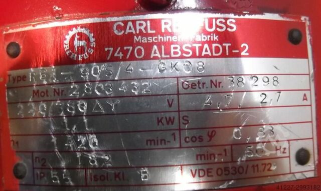 Gear motor 1.1 kW 182 rpm Rehfuss RB1-90S/4-GK08