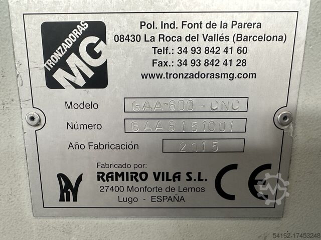 Light metal / aluminum circular saw Tronzadoras MG GAA-600 - CNC