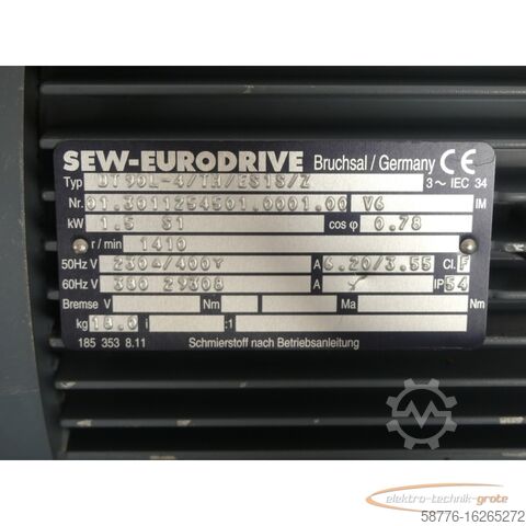Control unit SEW Eurodrive DT90L-4 / TH / ES1S / Z Motor SN:01.3011254501.0001.00