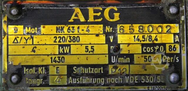 Electric motor 5.5 kW 1430 Rpm AEG NK63f-4