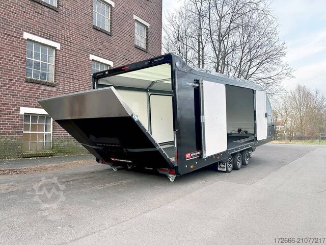 Car carrier van Brian James Trailers RACE TRANSPORTER 7 | 397-6023-35-3-10-B | TRIDEM | ZUSATZRAMPEN 600X235X199CM 3500KG GESCHLOSSENER AUTOTRAILER | SCHWARZ