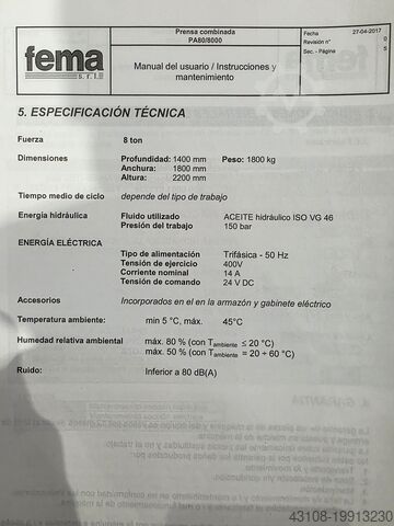 Switchgear & components FEMA SMALL PRESS 2,5t