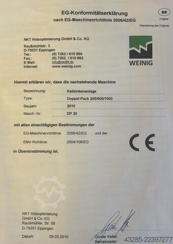 Finger jointing line WEINIG NKT Doppel-Pack DP20
