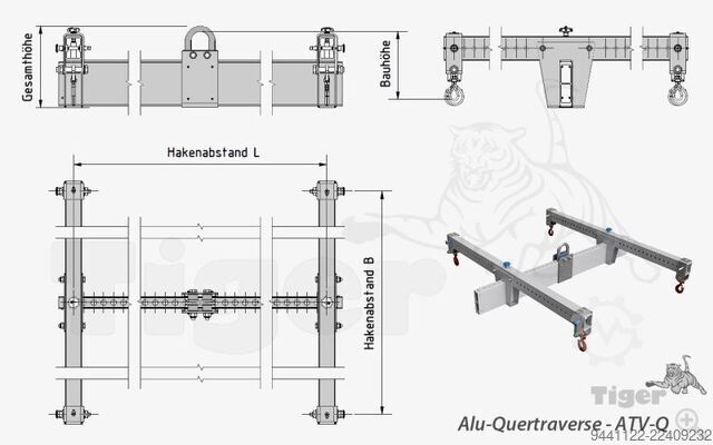 Crossbeam load traverse crane operation 3000 kg Tiger Hebezeuge ATV-Q-3-3x3