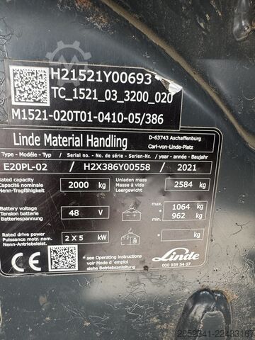 Gabelstapler Linde E20PL aus 2021