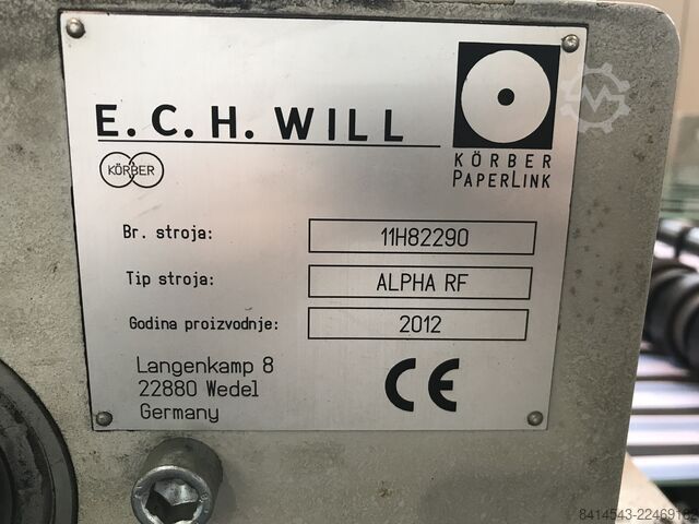 Printing machine E.C.H. WILL GmbH Model Alpha RF