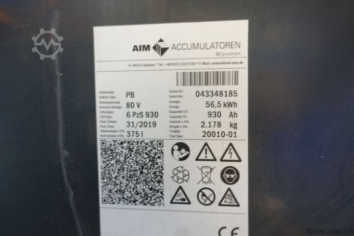 Batterie Akku Staplerbatterie Stuba 80V 6PzS930 Ah BATTERIE AKKU 95%