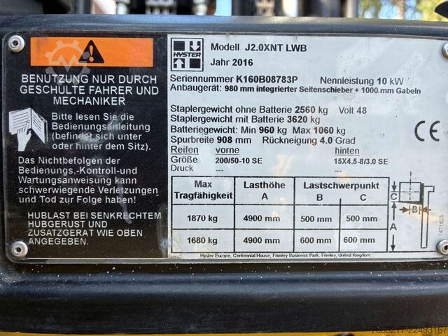 Elektro 3 Rad-Stapler Hyster J 2.0 XNT LWB