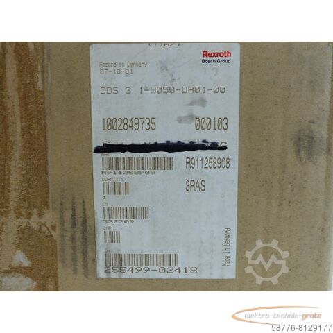 Rexroth Indramat component Rexroth Indramat DDS 3.1-W050-DA01-00 SN:255499-02418 - ! -