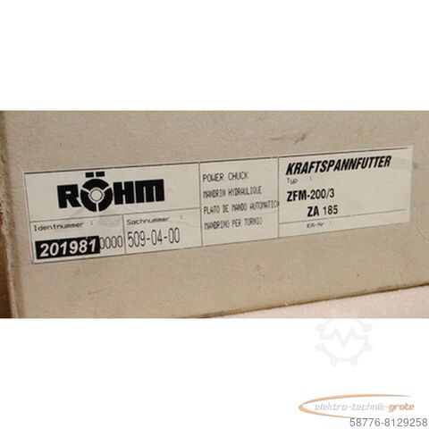 Component Röhm ZFM - 200/3 = Nr.509-04 Kraftspannfutter