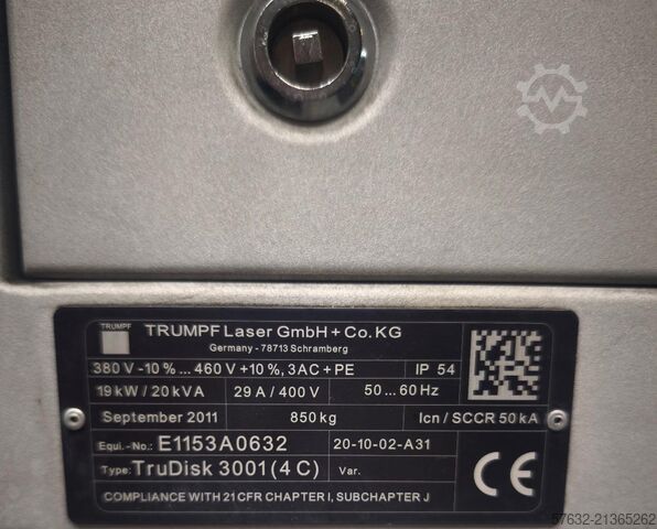 Laser cutting machine Trumpf TruLaser 5030 Fiber 3KW