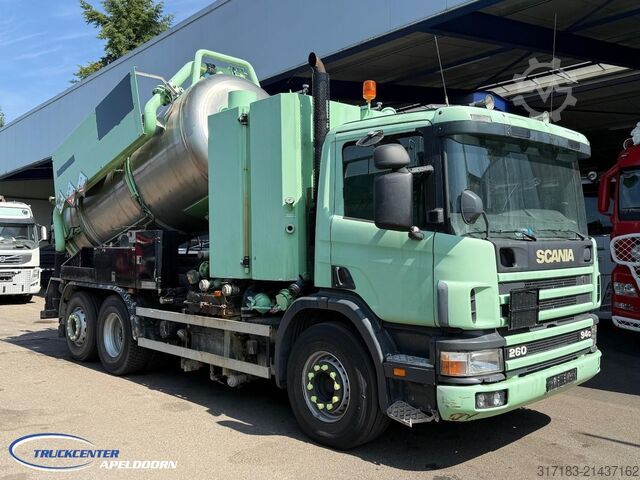 Vacuum truck Scania 94G - 260 RVS opbouw, ADR, Stuuras