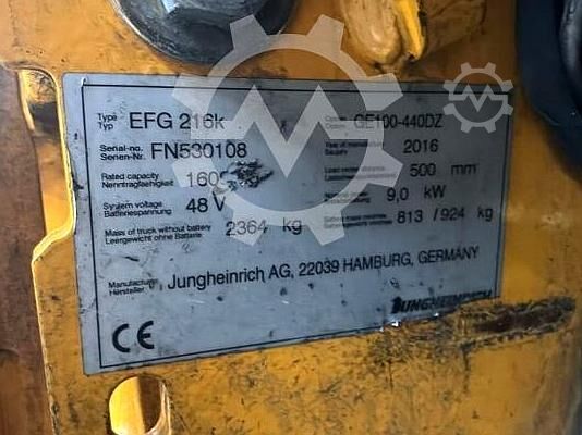 Front loader forklift Jungheinrich EFG 216
