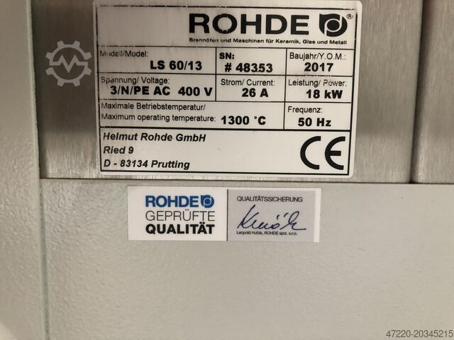 Chamber furnace 1300°C, 60 liters, exhaust hood ROHDE LS 60/13 mit Bentrup Regler