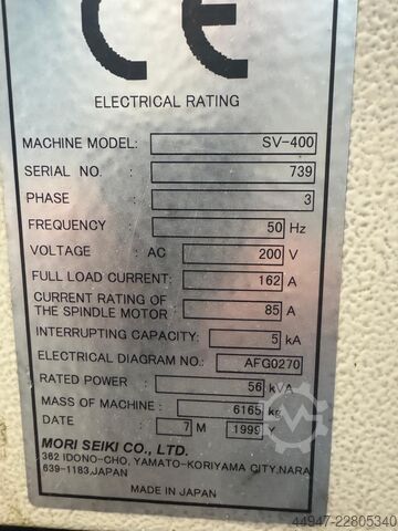 Vertikales Bearbeitungszentrum MORI SEIKI SV 400