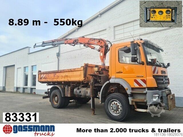 Kipper LKW Mercedes-Benz Axor 1828 AK 4x4, Winterdienstausstattung, Kran