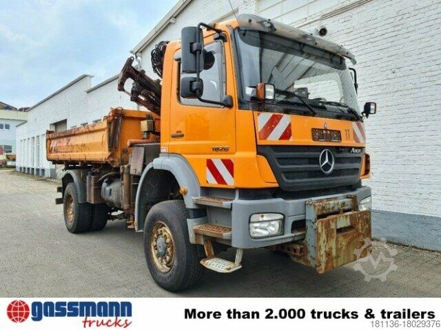 Kipper LKW Mercedes-Benz Axor 1828 AK 4x4, Winterdienstausstattung, Kran
