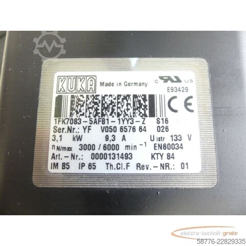 Steuerung KUKA 1FK7083-5AF81-1YY3-Z S16 Servomotor SN: YFV050657664026