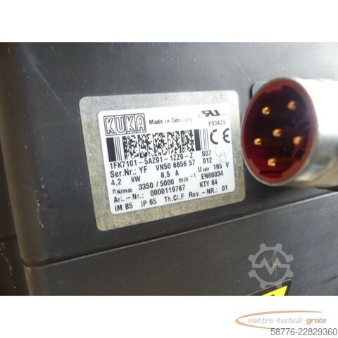 Steuerung KUKA 1FK7101-5AZ91-1ZZ9-Z S07 Servomotor SN: YFVN50665657012