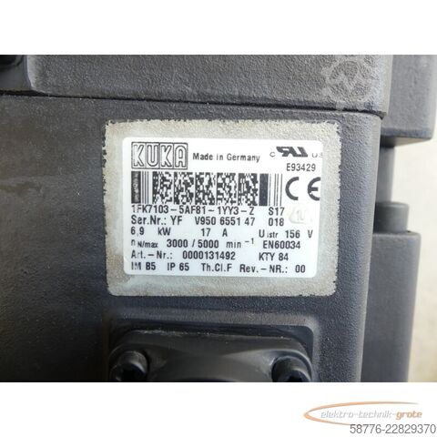 Steuerung KUKA 1FK7103-5AF81-1YY3-Z S17 Servomotor SN: YFV950655147018