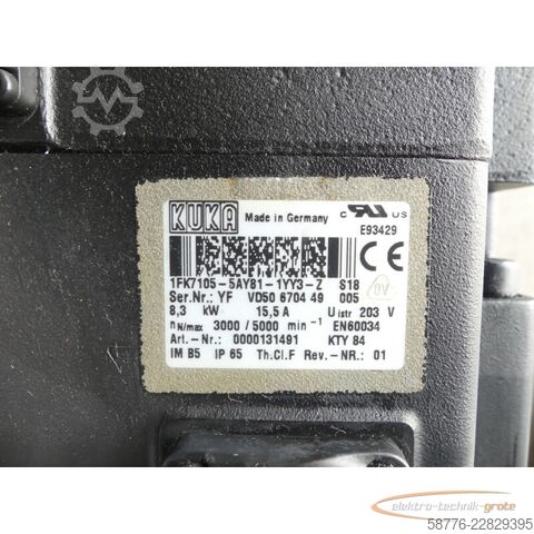 Control unit KUKA 1FK7105-5AY81-1YY3-Z S18 Servomotor SN: YFVD50670449005