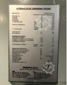 Hydraulic press Repkon Doppelständermaschine