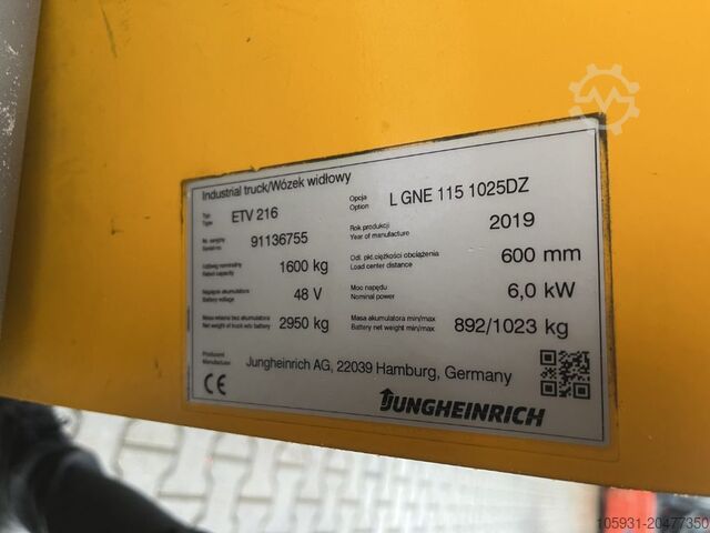 Reach Truck Jungheinrich ETV216