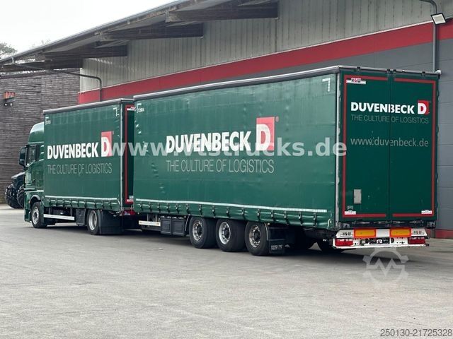 Flatbed truck with tarp MAN TGX 18.470 4x2 LL+ TRIDEM/ XXL PLANE /Retarder