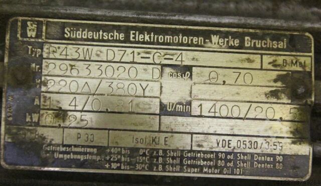 Gear motor 0.25 kW 20.5 rpm SEW-EURODRIVE R43WD71-C-4