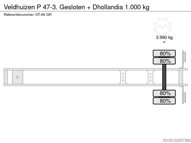 Veldhuizen P 47-3. Gesloten + Dhollandia 1.000 kg Veldhuizen P 47-3. Gesloten + Dhollandia 1.000 kg