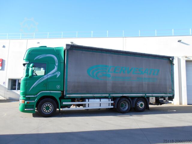 Truck with flatbed and tarpaulin SCANIA R450 6x2 CENTINA + SPONDA