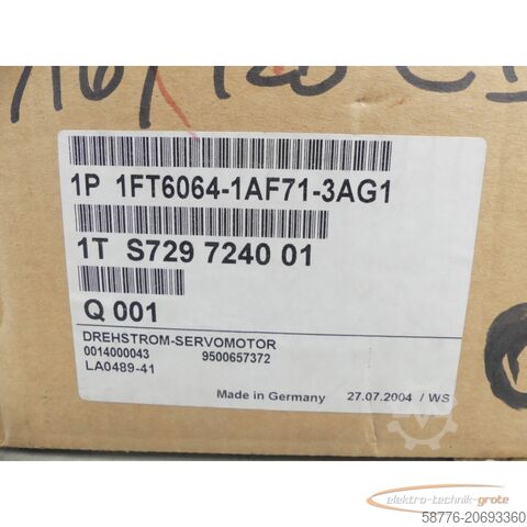 Control unit Siemens 1FT6064-1AF71-3AG1 Motor SN: 1TS729724001 --