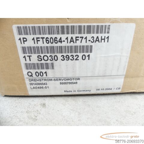 Control unit Siemens 1FT6064-1AF71-3AH1 Motor SN: 1TSO30393201 --