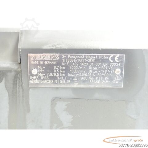 Control unit Siemens 1FT6064-1AF71-3EH1 Synchronservomotor SN:EL492962301001