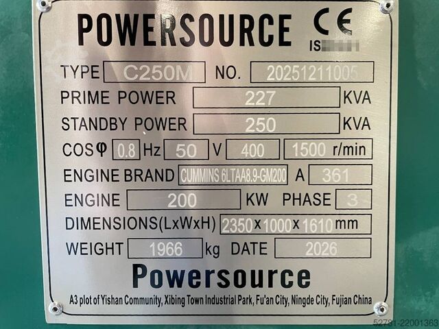 Aggregat Cummins 6LTAA8.9-GM200 - 250 kVA Marine Genset - DPX-19754