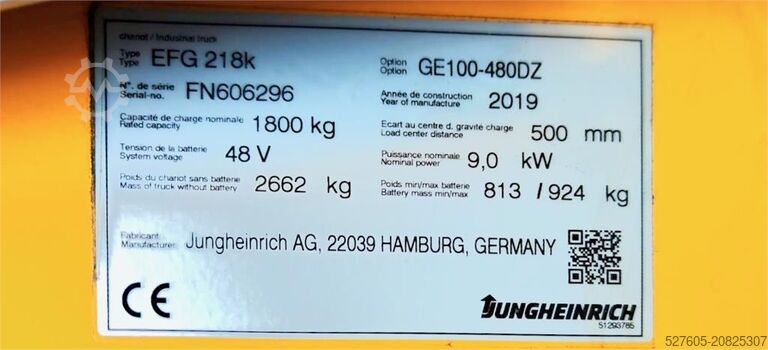 Gabelstapler Jungheinrich EFG 218k 480 DZ Li-Ion