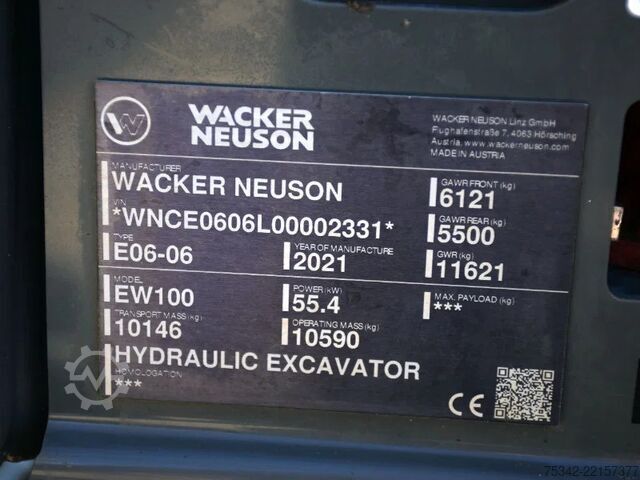 Radbagger WACKER NEUSON EW100 wheel-excavator Model E06-06