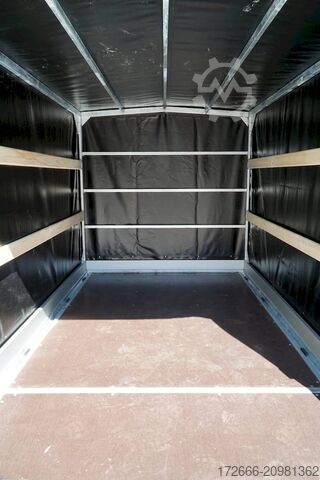 Curtain-sided trailer Vezeko HUSKY FB 13.28 | PLANE | SCHWARZ 272X162X155CM 1300KG ABSENKER