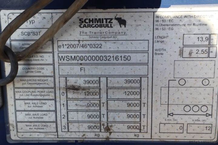 Curtain sided Schmitz CARG SCB3ST CoC Documents, TuV Loading Certificate