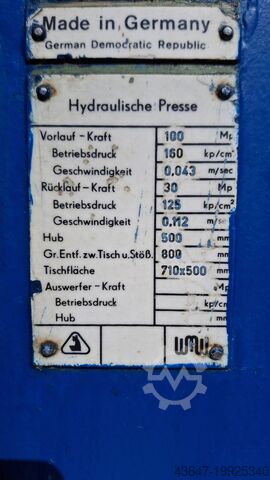 Hydraulic press 100 t, PYE 100 HERMANN PYE 100