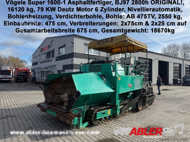 Kettenfertiger Vögele Super 1600-1 Verbreiterungen 2800h