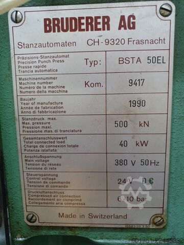 Exzenterpresse Doppelständer BRUDERER BSTA 50 EL