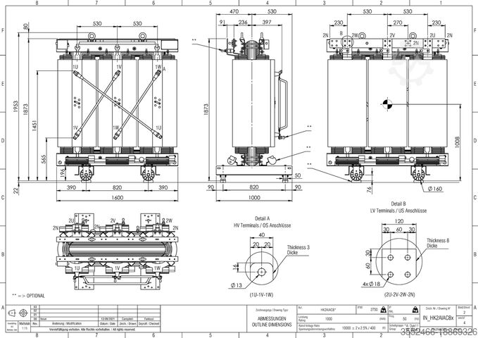 BDVA-HV 1000-10 Ruhstrat Transformator