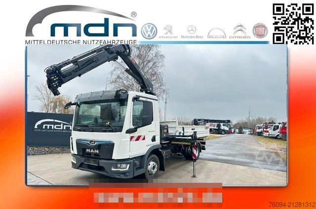 Three-sided tipper truck MAN TGL 12.220 Kipper KRAN 14m FUNK Greifer  AHK